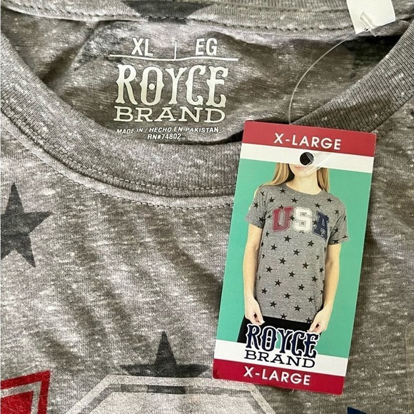 NWT Royce Brand starred Tee with USA  Heather gray size L new 32601 - Picture 4 of 8